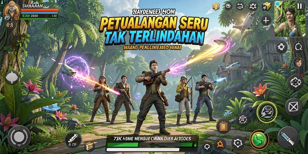 Screenshot utama 73K menampilkan aksi seru dan grafik mengagumkan.