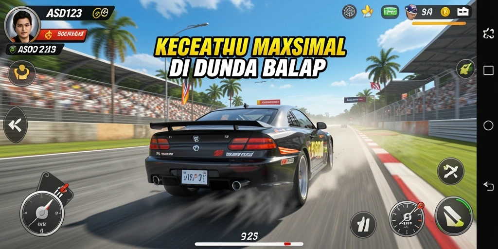 Screenshot gameplay Racing dengan tampilan balapan yang mendebarkan.
