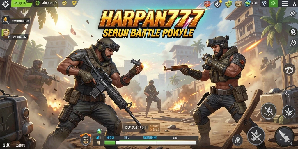 Screenshot utama HARAPAN777 menunjukkan aksi Battle Royale yang seru dan mendebarkan.