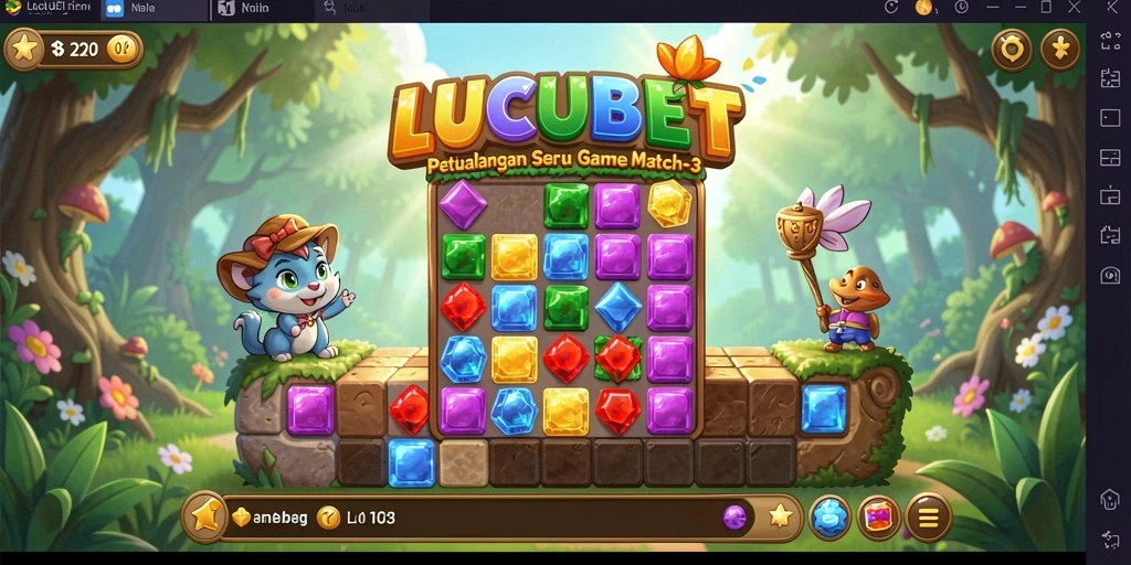 Tampilan gameplay seru dari LUCUBET dengan tantangan Match-3.
