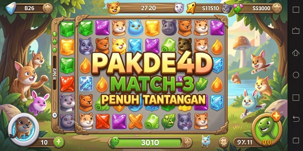 Tampilan menarik gameplay Match-3 di PAKDE4D.