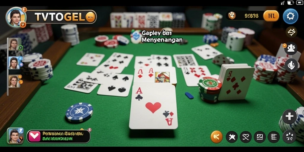 Screenshot gameplay TVTOGEL menunjukkan suasana bermain Gaple yang seru.