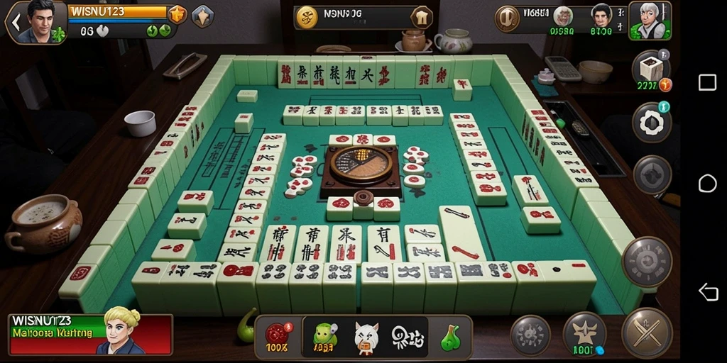 Screenshot gameplay WISNU123 menampilkan pengalaman bermain Mahjong yang seru.